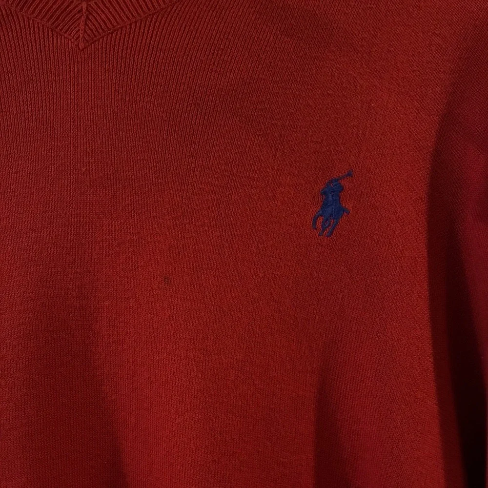 Polo Ralph Lauren‎ Mens Medium Red 100% Pima Cotton Crewneck Sweater Red Pony
